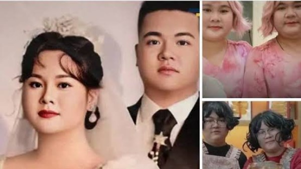 زوجان صينيان يشبهان بعضهما إلى حد التطابق وظن الناس أنهما توأمان