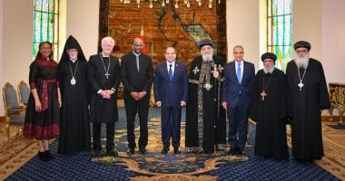السيسى يستقبل وفد مجلس الكنائس العالمى بحضور البابا تواضروس الثانى