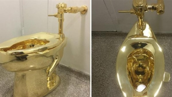 مرحاض أمريكي ذهبي للبيع في مزاد والسعر حسب الوزن