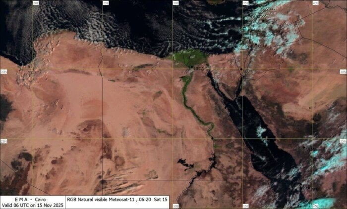 درجات الحرارة الحالية وحالة الطقس في مصر السبت 15 نوفمبر 2025