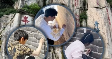 ثنائي صيني يشوّه مواقع أثرية بعبارات متفائلة بهدف تغيير المصير