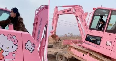 سائقة صينية تطلى حفارتها باللون الوردي على طراز دمية هيلو كيتى