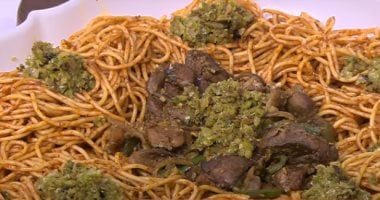 طريقة تحضير مكرونة إسباجيتي بالكبد والقوانص