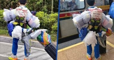 طالب صيني بطل فريد يبهر الملايين بترتيب أمتعته المكدسة