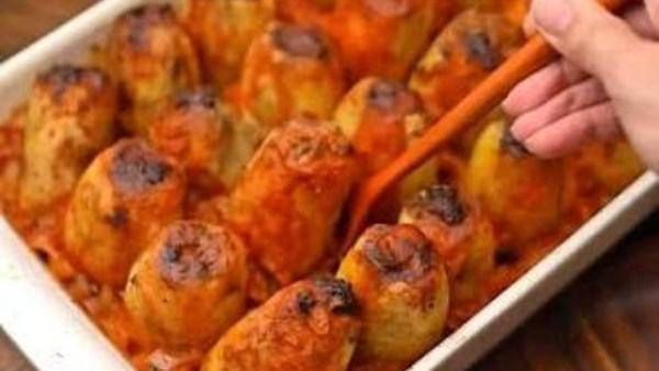 بطاطس محشية بالفراخ في الفرن بخطوات سهلة وطعم يجنن