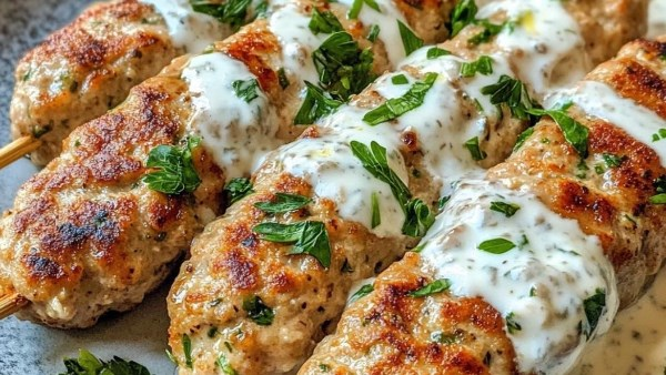 كفتة دجاج مشوية مع زبادي بالخيار كطبق جانبي